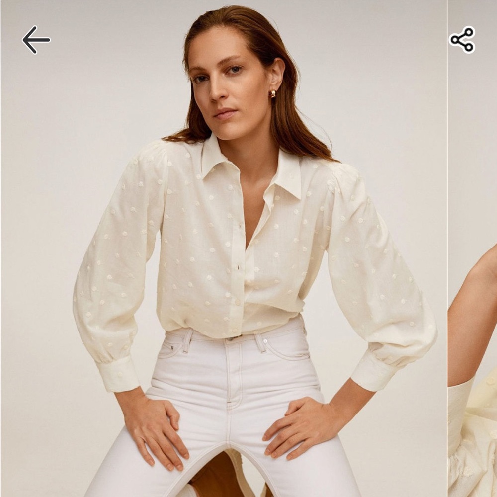 Mango cream top- Never worn but tags removed. Size 4